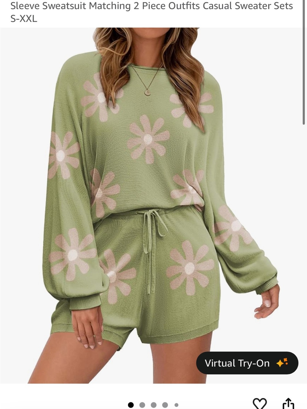 Sage green and light pink floral matching set